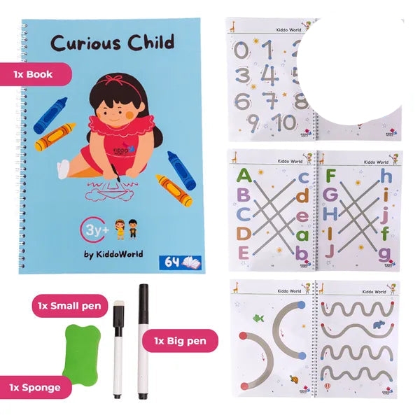 Geavanceerd Lijntracer Oefenboek voor Kinderen – Herbruikbaar Schrijf- en Traceerboek 3+