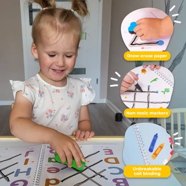 Geavanceerd Lijntracer Oefenboek voor Kinderen – Herbruikbaar Schrijf- en Traceerboek 3+