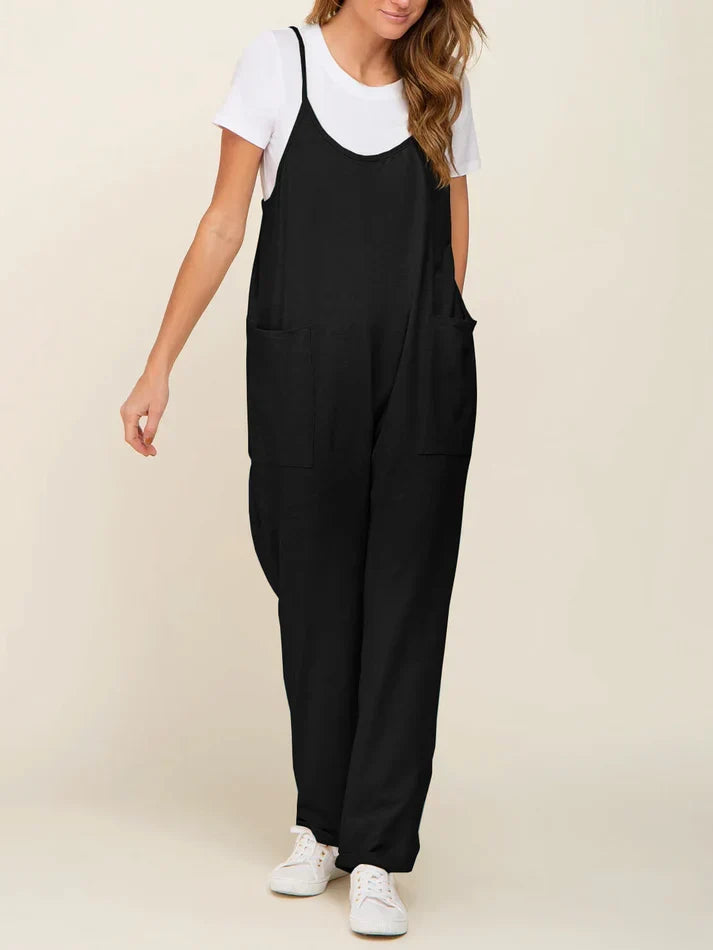 Zwangerschapsjumpsuit met grote zakken – loose fit, rekbare katoenmix | positiekleding