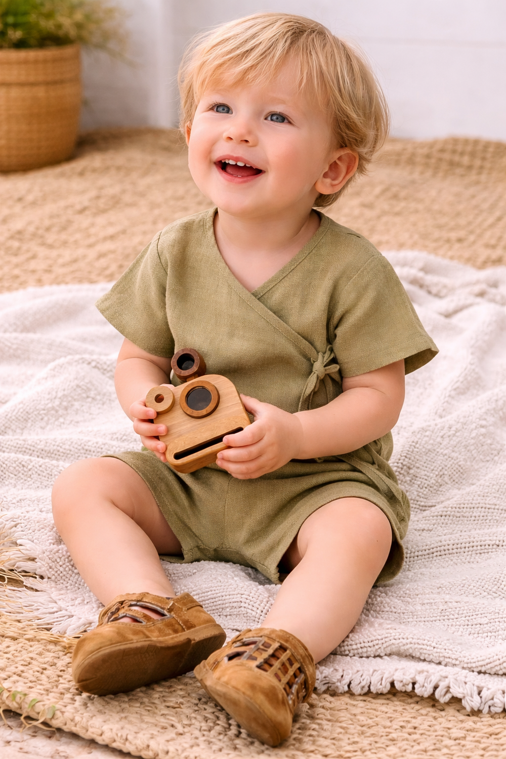Baby romper linnen zomer – ademende romper baby unisex