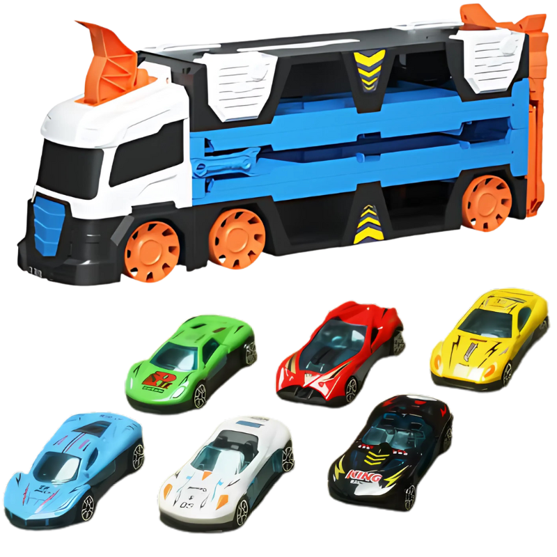 2-in-1 Speelgoedtruck met Racebaan – FlexiRacer | Auto Speelset voor Kinderen 3+ Jaar