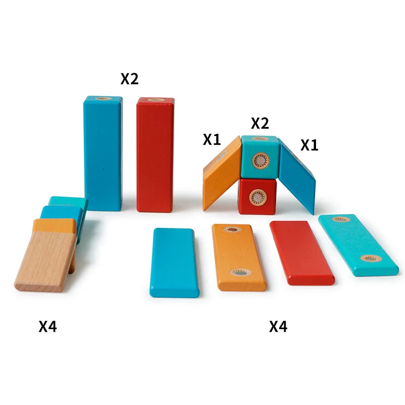 Magnetische Houten Blokken 14 Stuks – Creatief & Educatief Speelgoed 3+