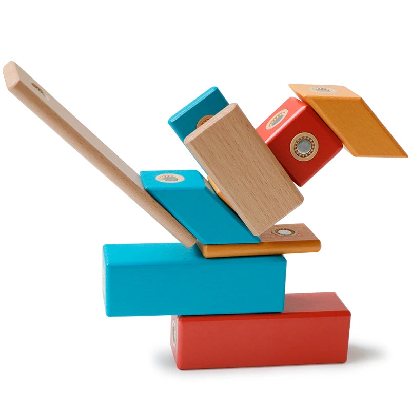 Magnetische Houten Blokken 14 Stuks – Creatief & Educatief Speelgoed 3+