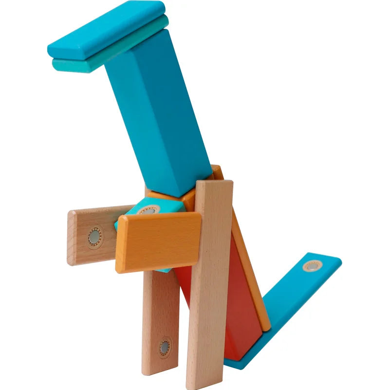 Magnetische Houten Blokken 14 Stuks – Creatief & Educatief Speelgoed 3+
