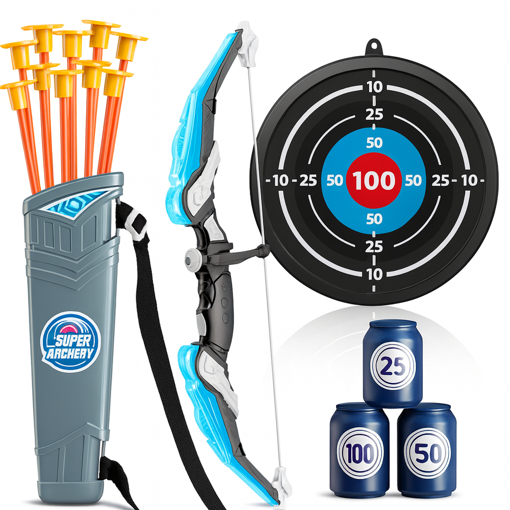 Kinder Boogschietset met Zuignappijlen – Veilig Archery Speelgoed voor Binnen & Buiten