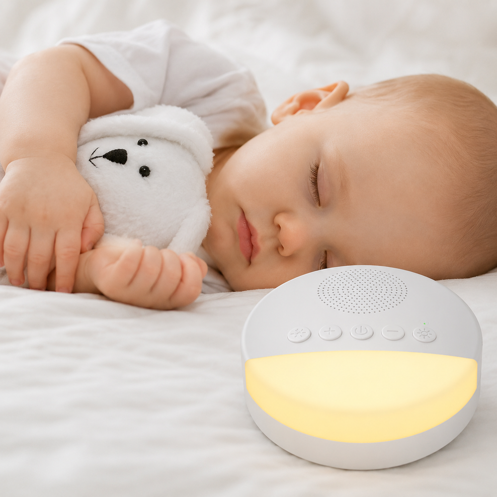 Baby White Noise Machine – USB Slaapmachine met Nachtlampje & Timer