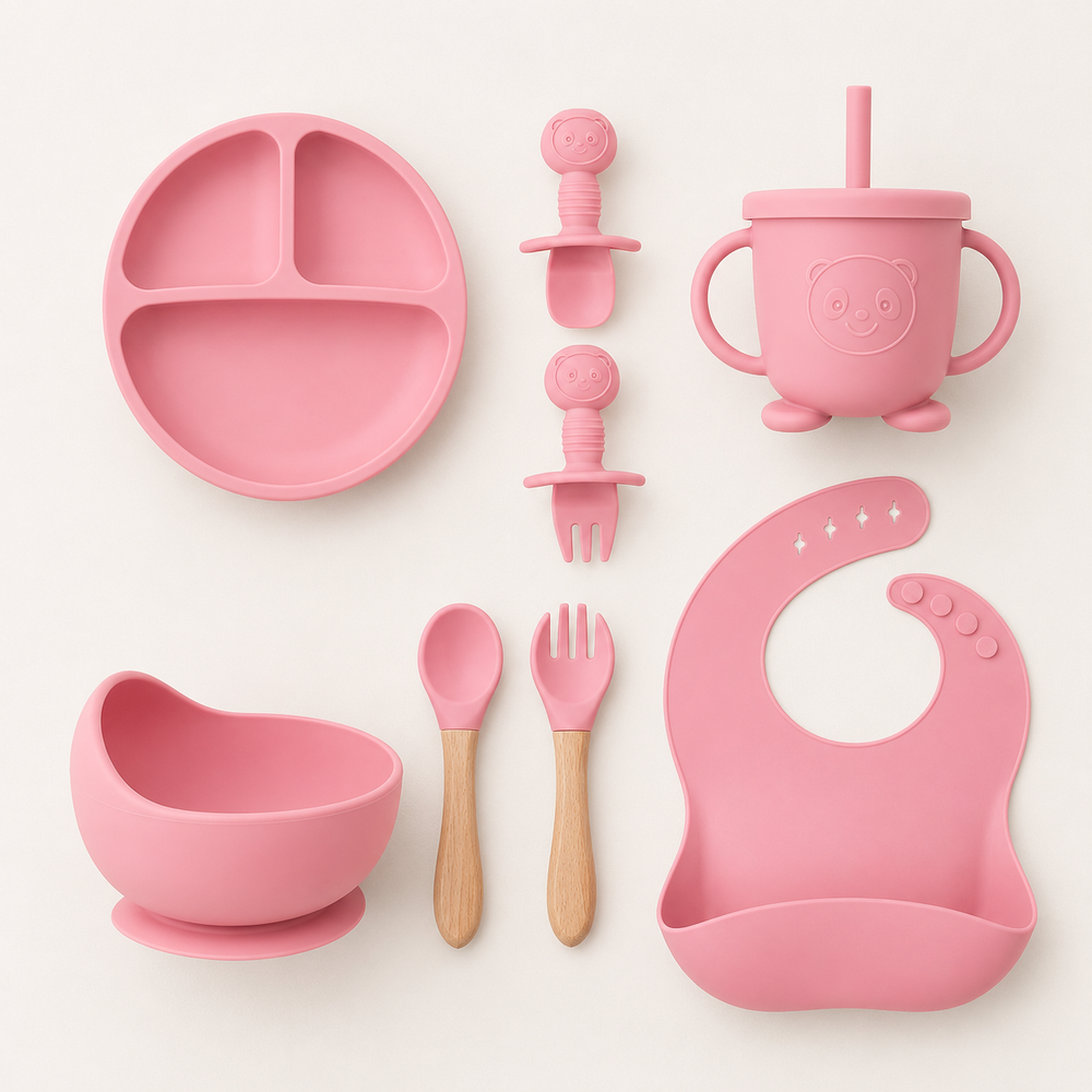 Gepersonaliseerde Baby Eetset met Naam – BPA-vrij Siliconen | 8-delig