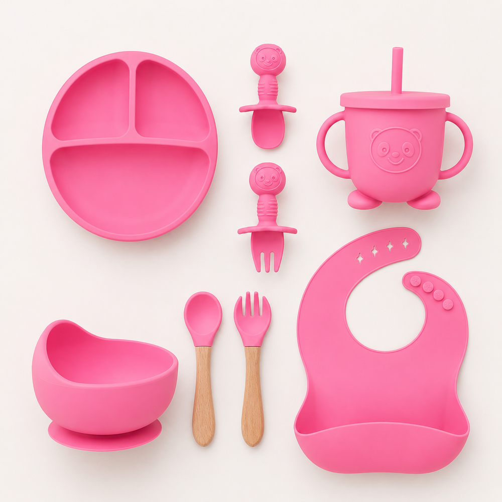 Gepersonaliseerde Baby Eetset met Naam – BPA-vrij Siliconen | 8-delig