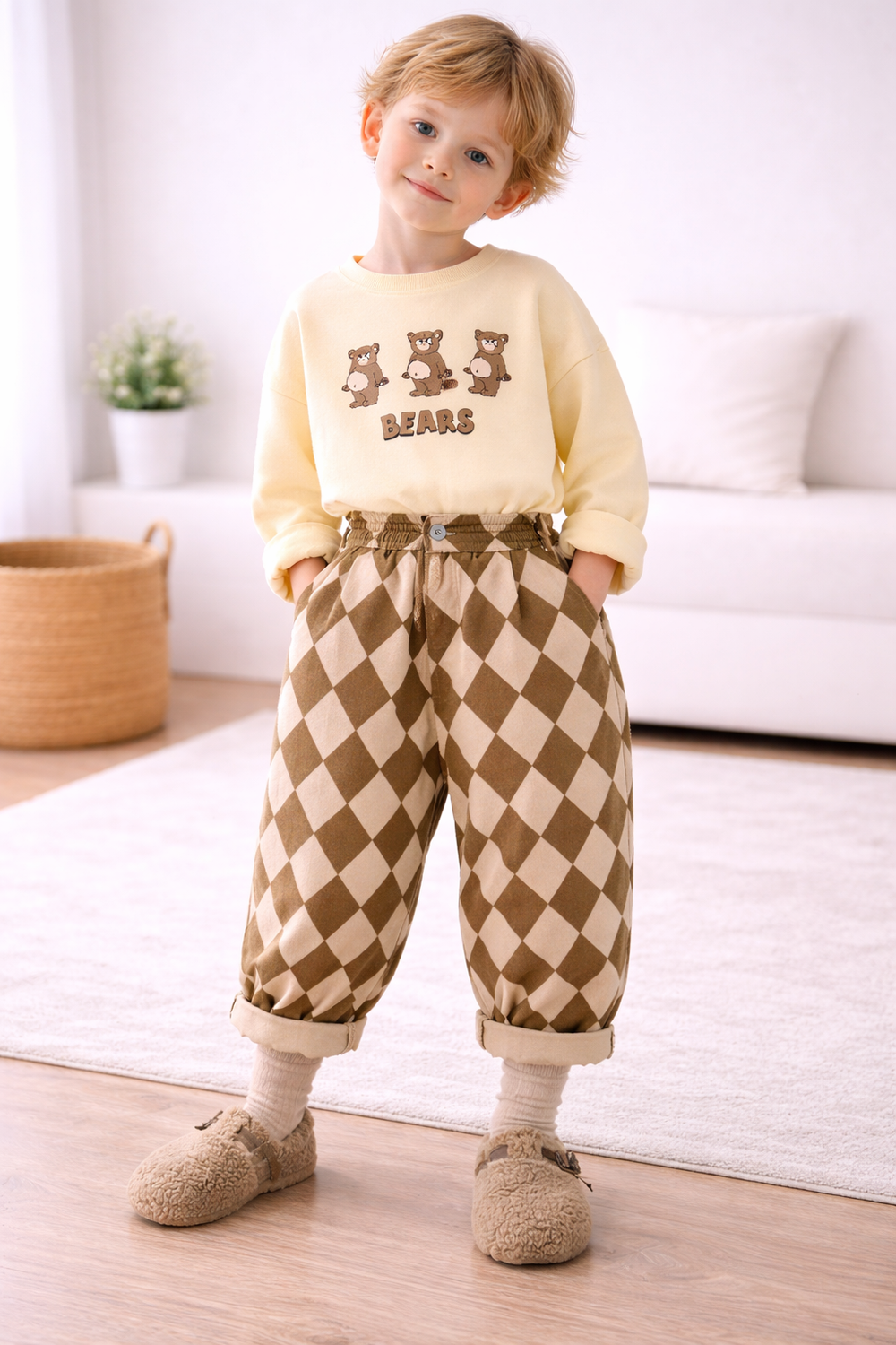 Kinderbroek Geruit Katoen – Comfortabele Broek (0–6 Jaar)