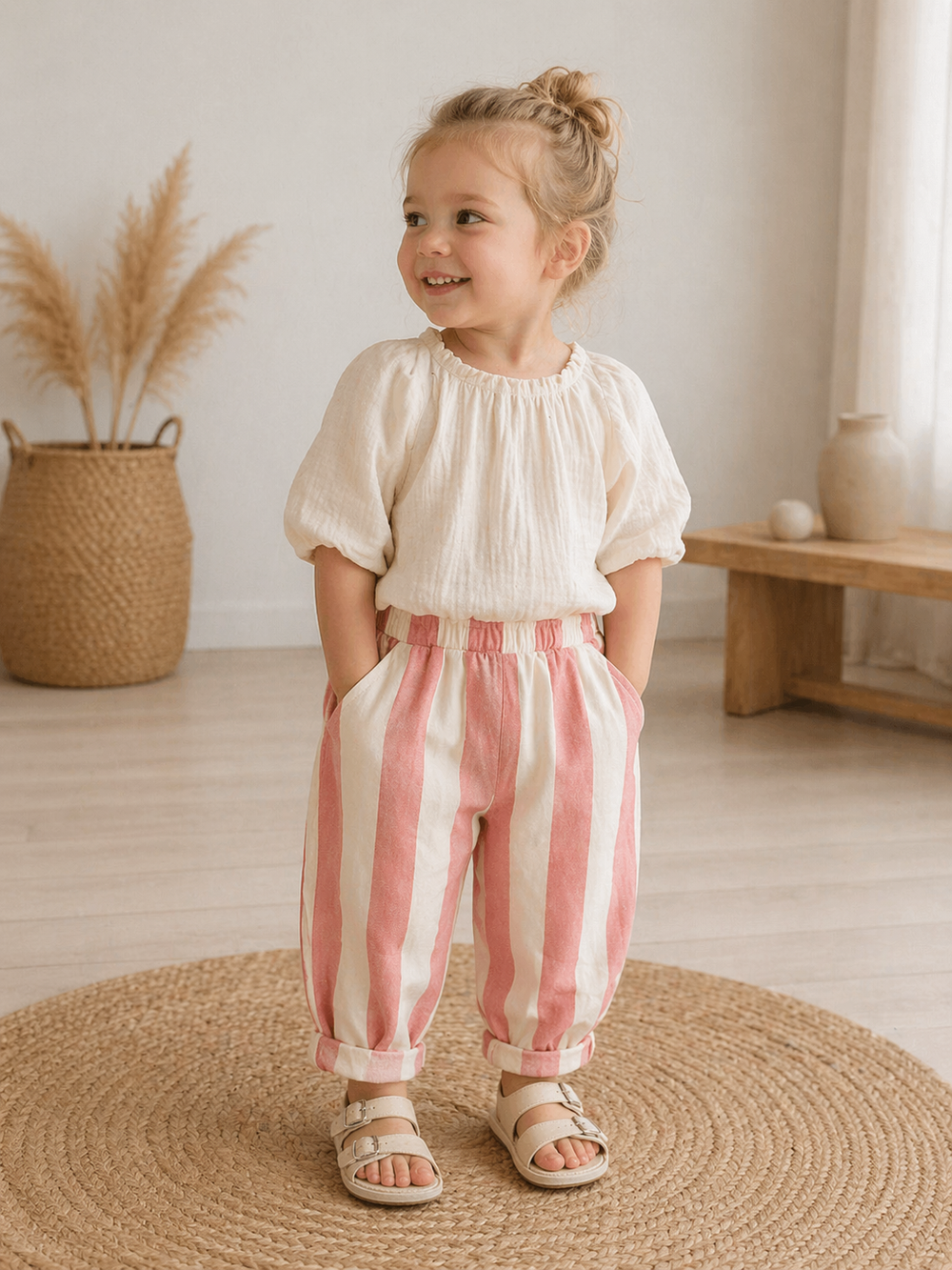 Baby & Peuter Broek Gestreept – Zacht Katoen met Elastische Taille (0–3 Jaar)
