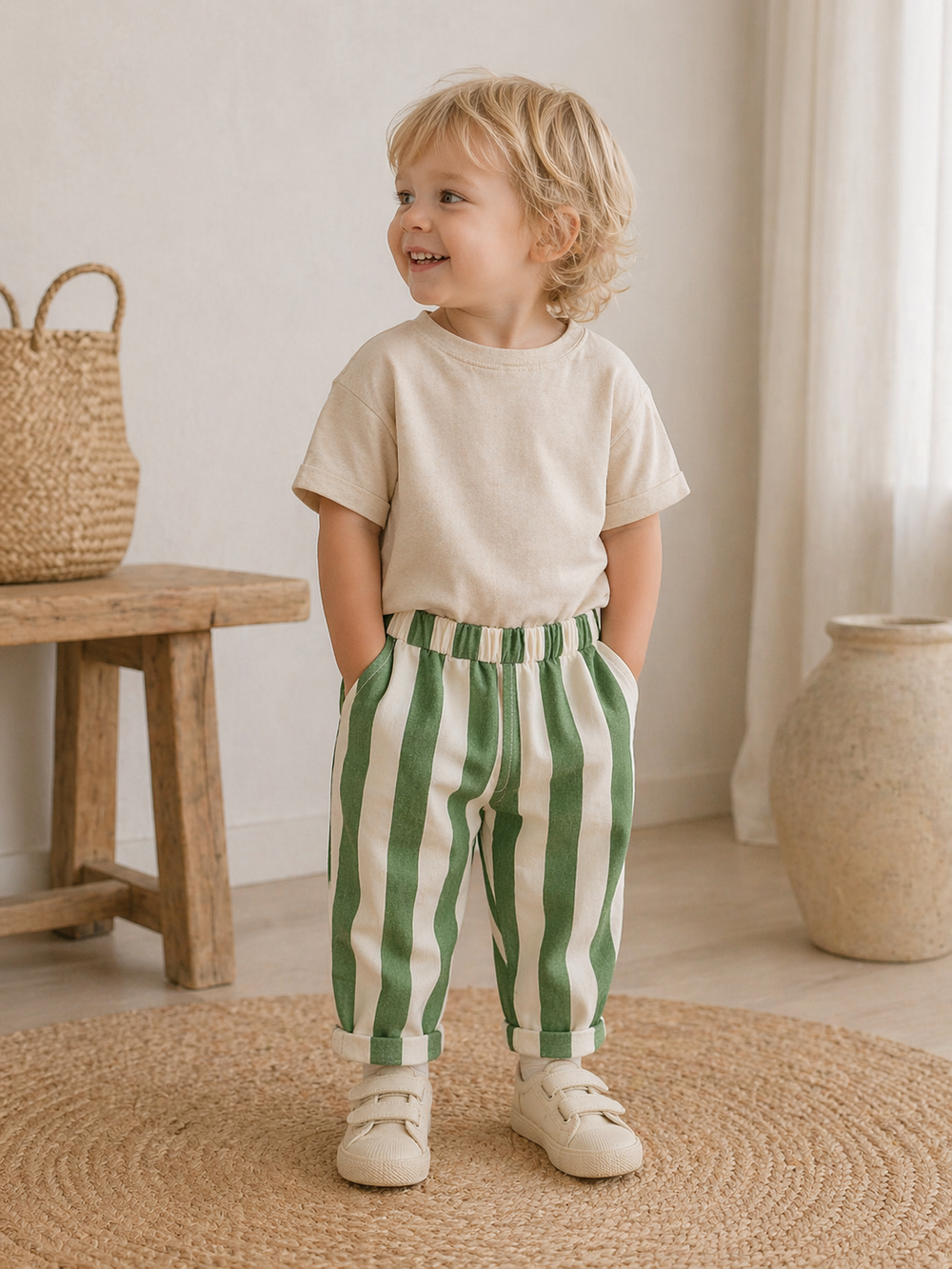Baby & Peuter Broek Gestreept – Zacht Katoen met Elastische Taille (0–3 Jaar)