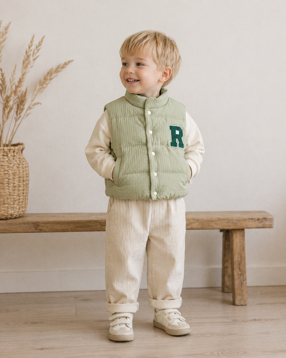 Bodywarmer Kind – Lichtgewicht & Warm (0–4 jaar) | Blauw & Groen