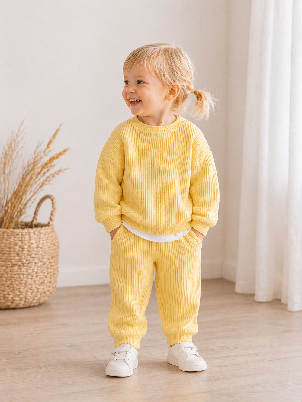 Baby Kleding Set Wafel – Broek & Trui Set (0–3 jaar) | Zacht & Comfortabel