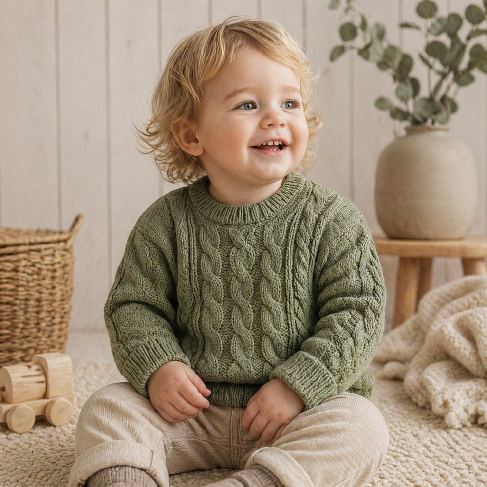 Gebreide Kabeltrui Kind – Zacht, Warm & Tijdloos (1–7 Jaar)