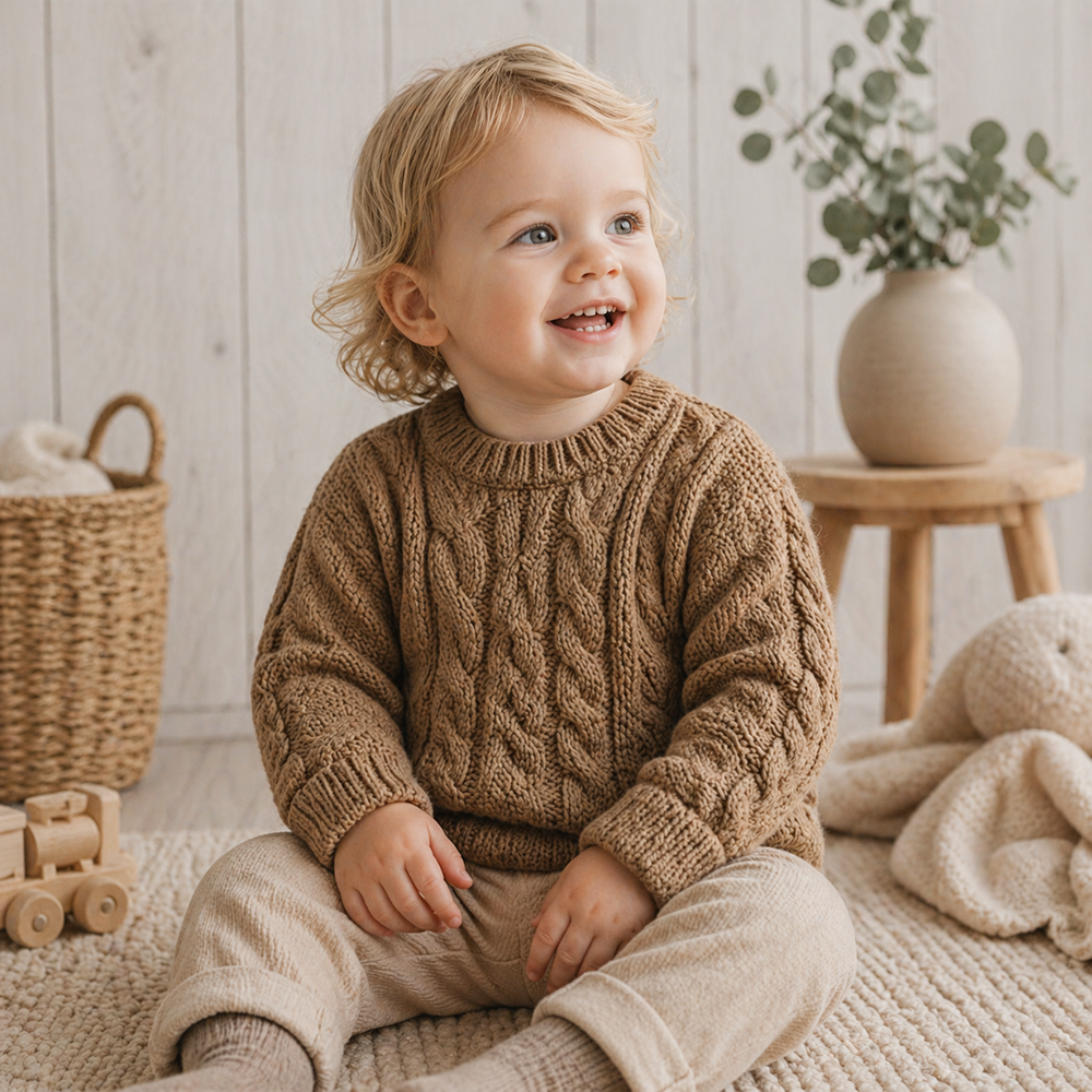 Gebreide Kabeltrui Kind – Zacht, Warm & Tijdloos (1–7 Jaar)