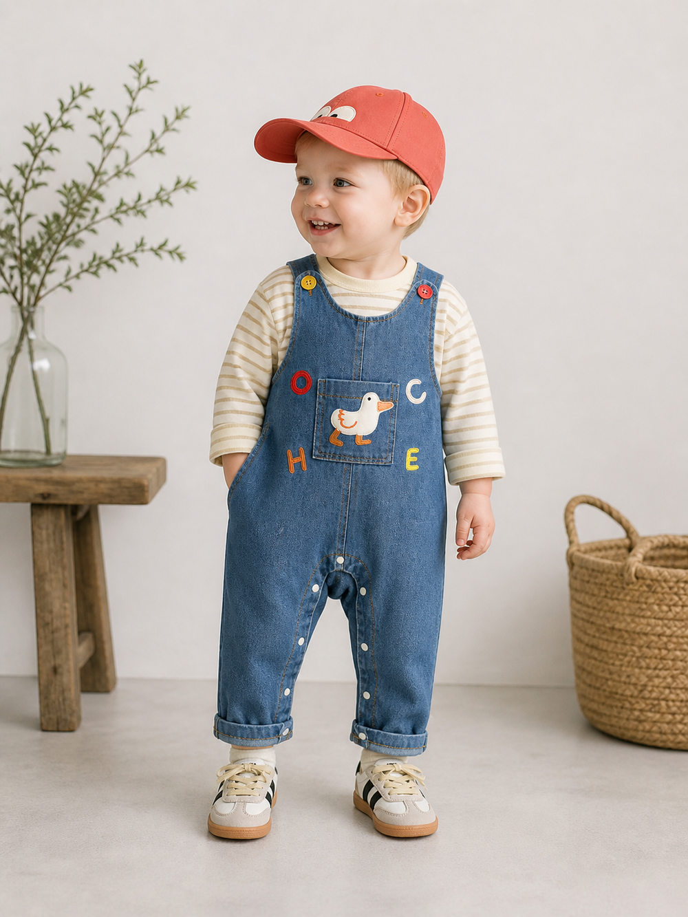 Baby Tuinbroek Denim Eend – Unisex Peuter Outfit