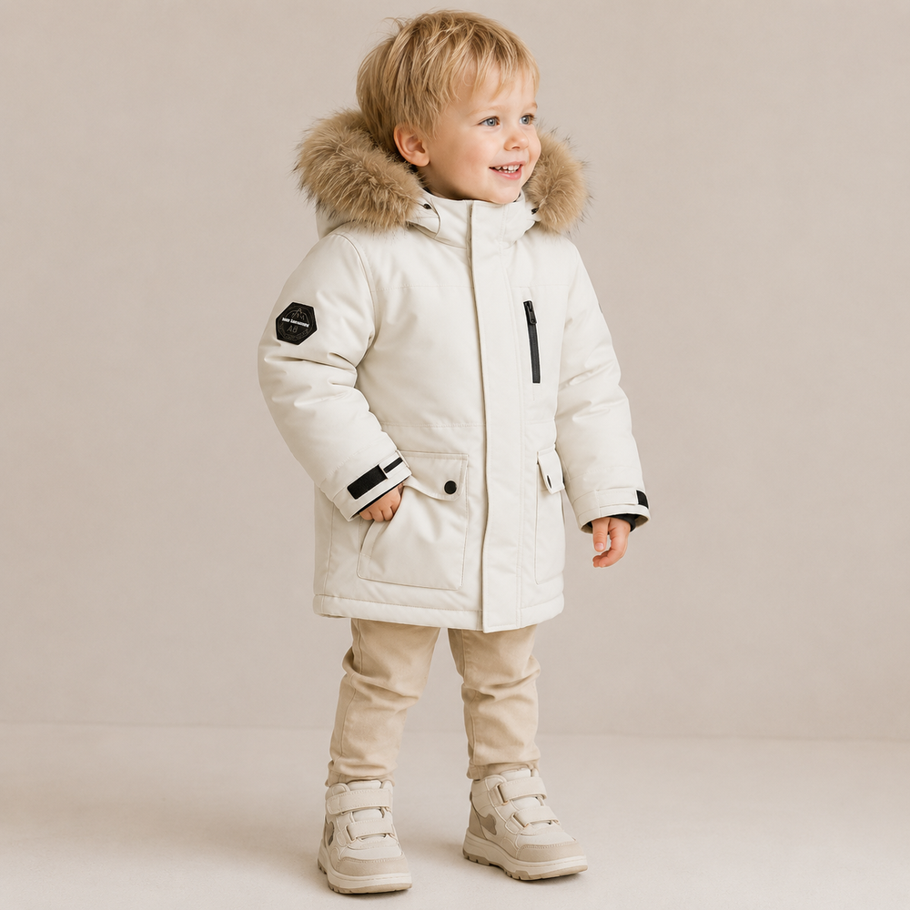 Kinder Winterjas met Bontkraag – Lange Warme Parka 4-13 Jaar