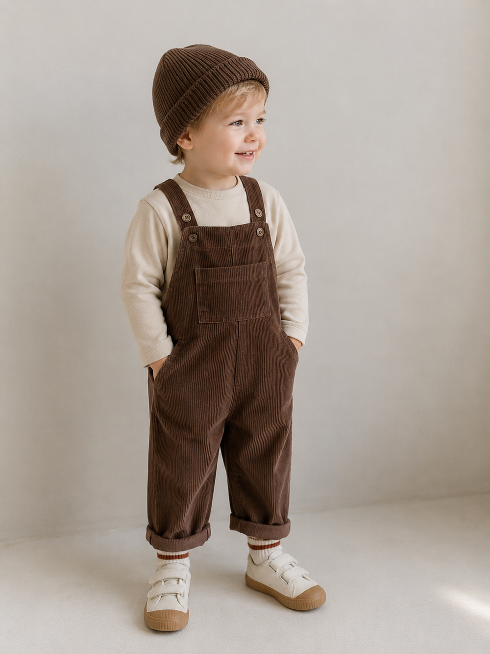 Baby Ribfluwelen Tuinbroek – Unisex Salopette 0-3 Jaar