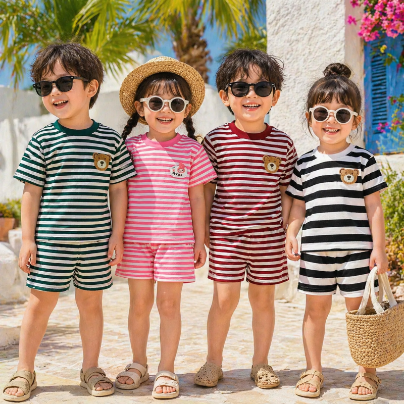 Gestreepte 2-Delige Kinder Outfit – Trendy Set voor Jongens & Meisjes