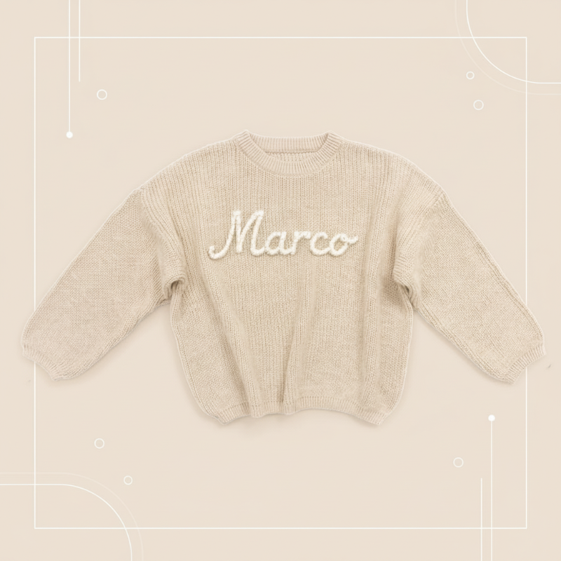 Gepersonaliseerde Baby Trui met Naam – Geborduurd & Zacht | 0-3 jr