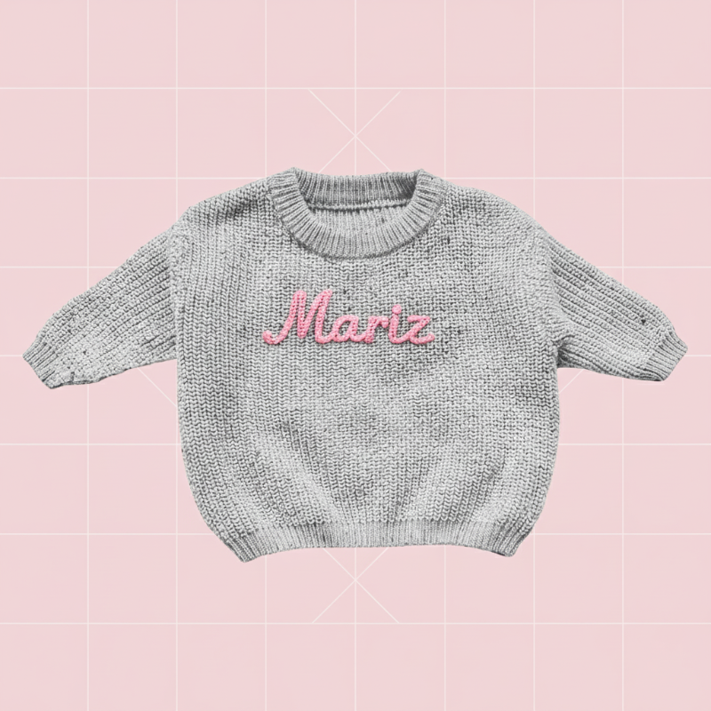 Gepersonaliseerde Baby Trui met Naam – Geborduurd & Zacht | 0-3 jr