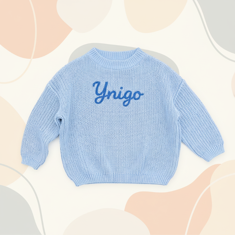 Gepersonaliseerde Baby Trui met Naam – Geborduurd & Zacht | 0-3 jr