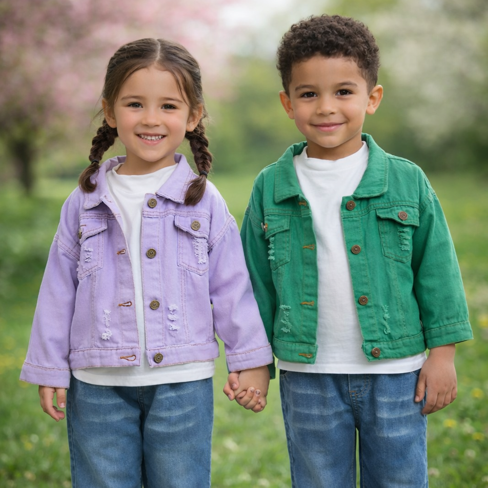 Candy Color Spijkerjas Kinderen – Lichtgewicht Denim Jas | 6-12M-7jr