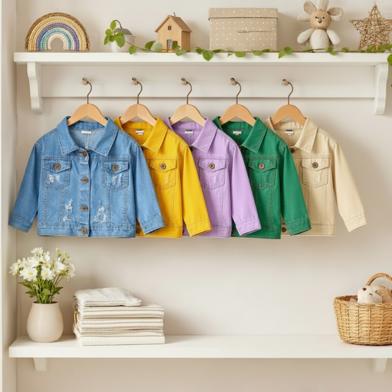 Candy Color Spijkerjas Kinderen – Lichtgewicht Denim Jas | 6-12M-7jr