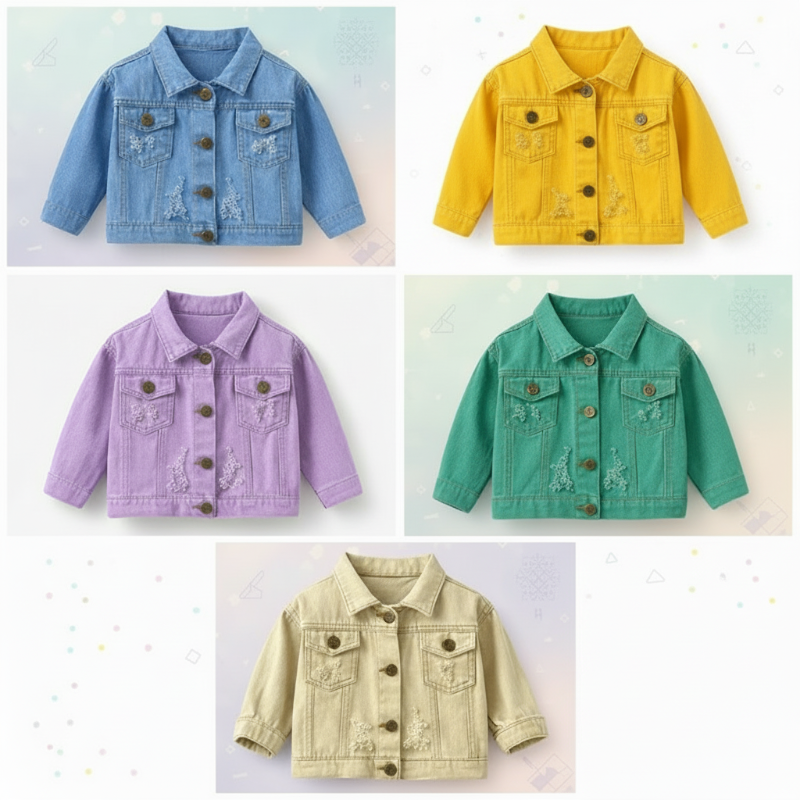 Candy Color Spijkerjas Kinderen – Lichtgewicht Denim Jas | 6-12M-7jr