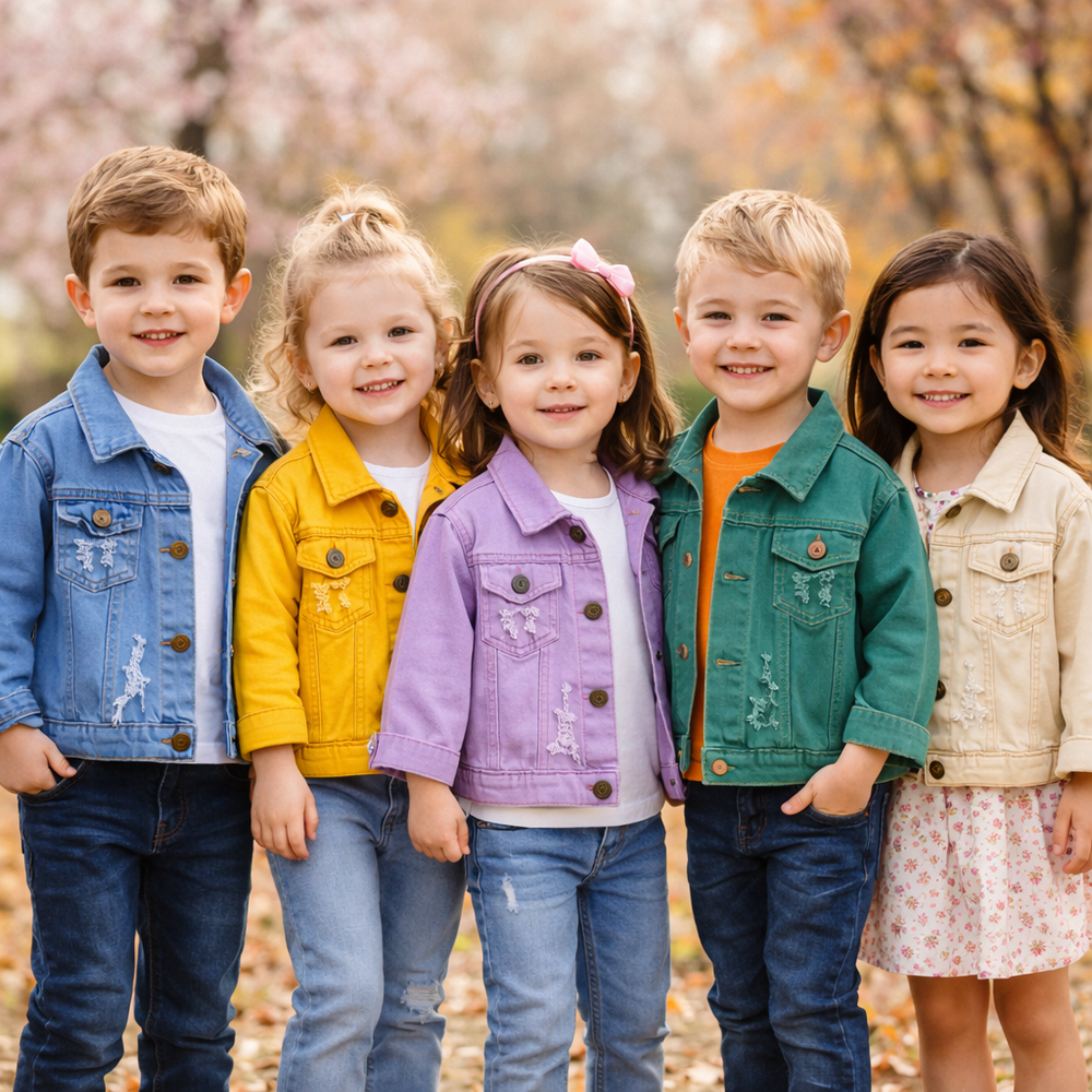Candy Color Spijkerjas Kinderen – Lichtgewicht Denim Jas | 6-12M-7jr