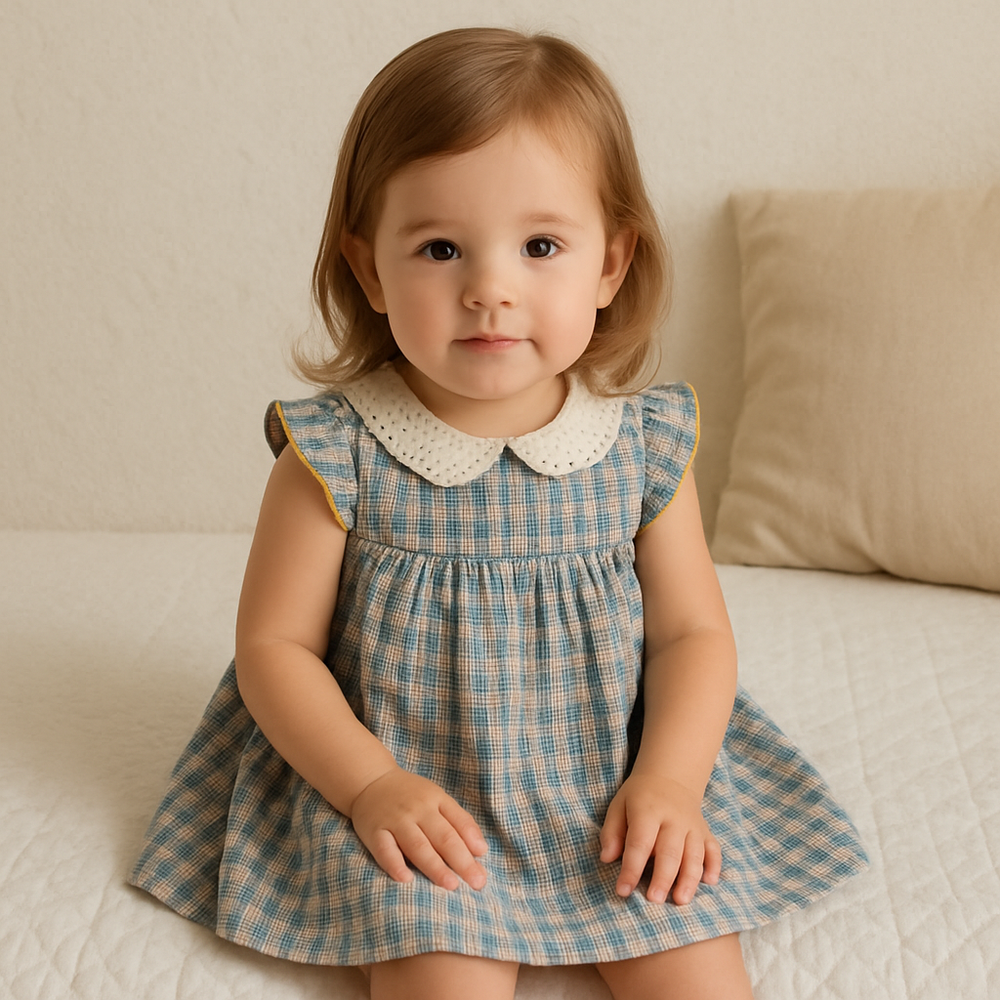 Vintage Geruite Meisjesjurk – Casual & Tijdloos Design