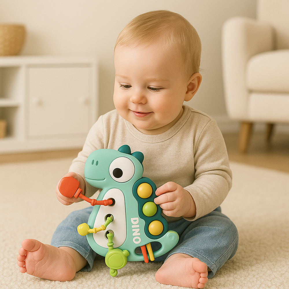 DinoGrip – Sensorisch Trek Speelgoed – Dino Bijtspeeltje voor Baby's