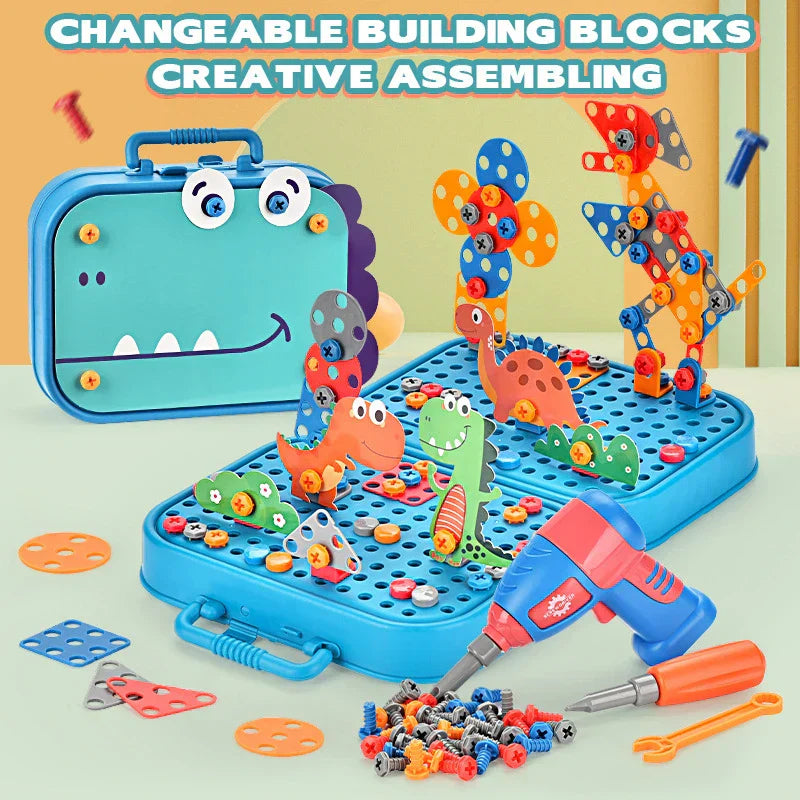 STEM Mozaïek Bouwset met Elektrische Boor – MegaMosaic Builder Set Creatief Speelgoed 3+