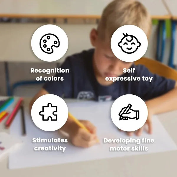 Montessori Kleurpotloden voor Kinderen – Set van 12 Hoogwaardige Potloden voor Creativiteit en Motoriek