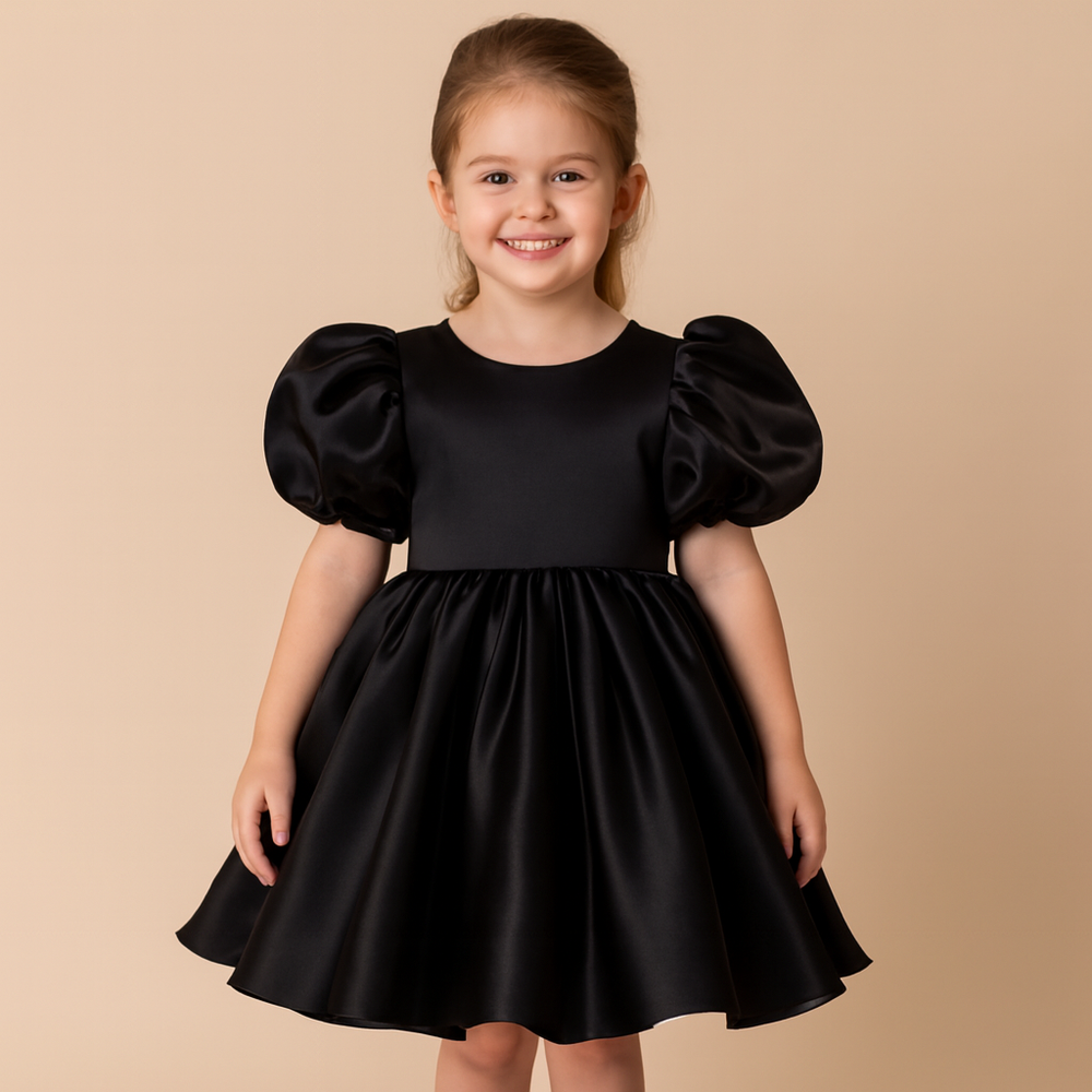 Satijnen Tule Meisjesjurk – Elegante Feestjurk voor Bruiloft & Ceremonie
