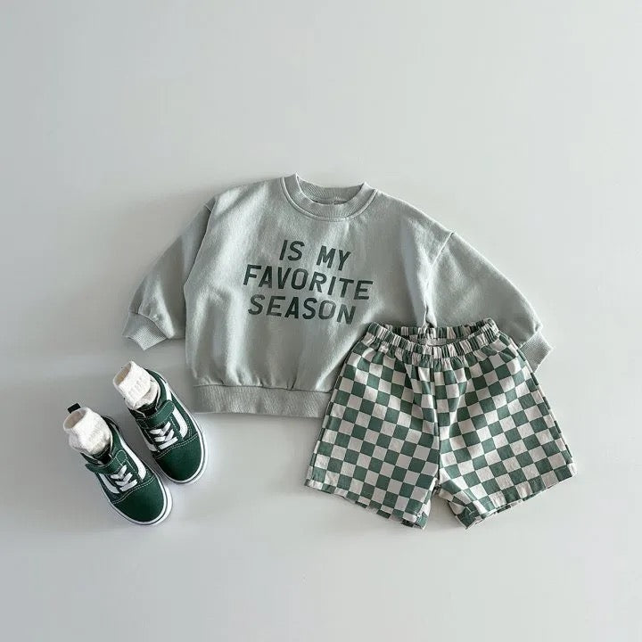 Kinder Sweater met Slogan - Favoriete Seizoen Baby Peuter Kleuter Kinderen, Grijs, Katoen,  Maat 0-6 Jaar