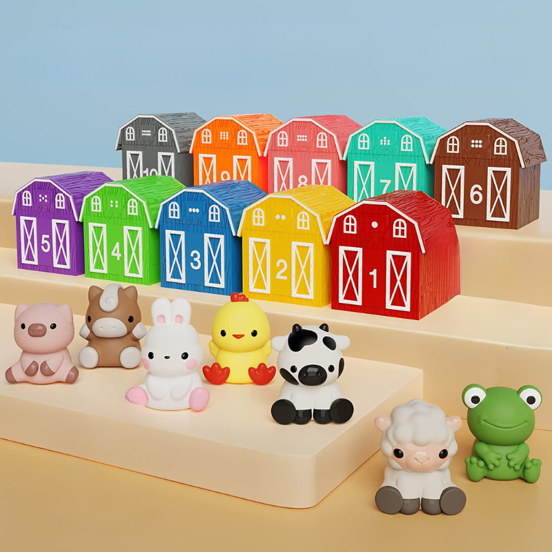 LittleBarn Boerderijdieren Set – Montessori Speelgoed voor Kleuters 1-5 Jaar