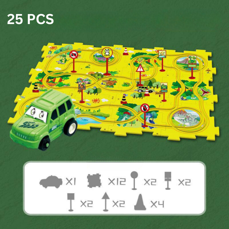 TrackForge Racebaan Set voor Kinderen – Aanpasbare Creatieve Race Track met Thema’s (3+)