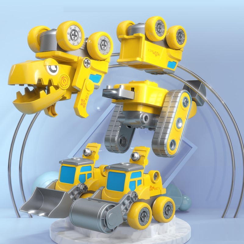 5-in-1 Bouwset voor Kinderen – Voertuigen die Transformeren tot Grote Robot met Licht en Geluid