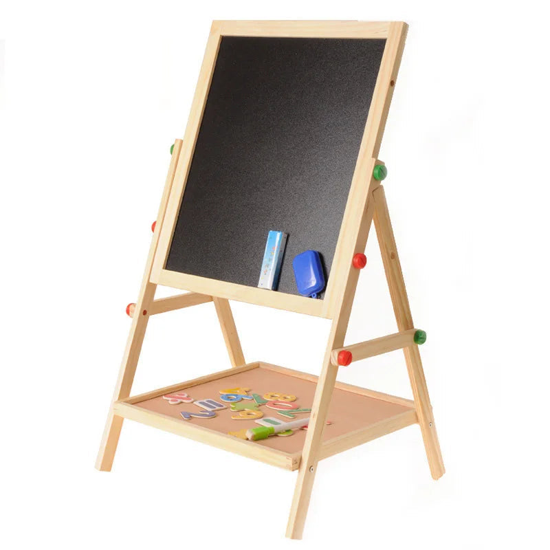 Dubbelzijdige Houten Kinderkunst-Ezel – Whiteboard & Krijtbord voor Creatief Spel