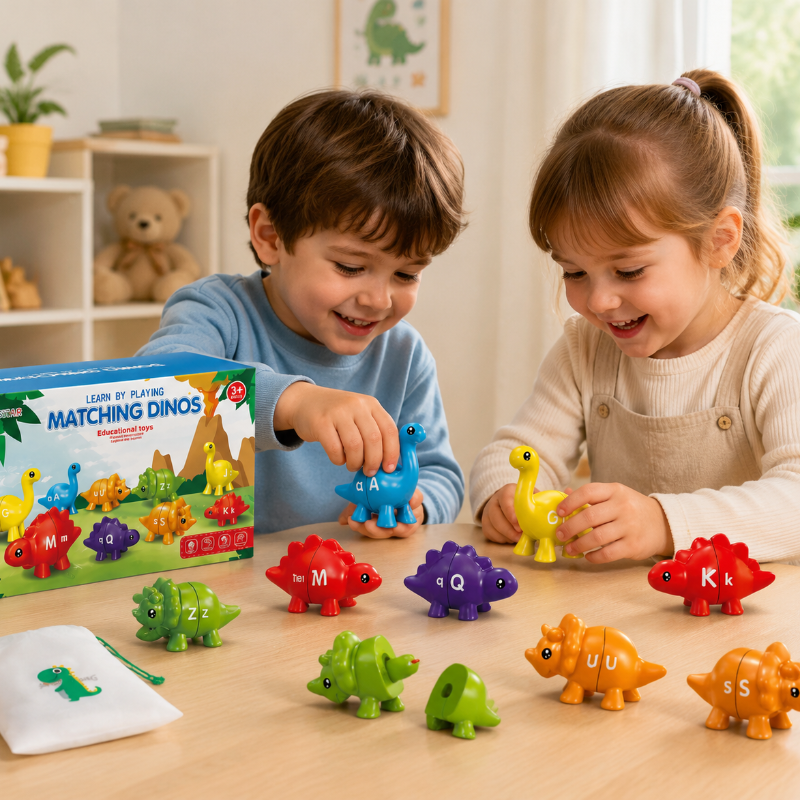 Dinosaurus Tel- & Sorteerset – Educatief Speelgoed met Letters, Cijfers & Vormen