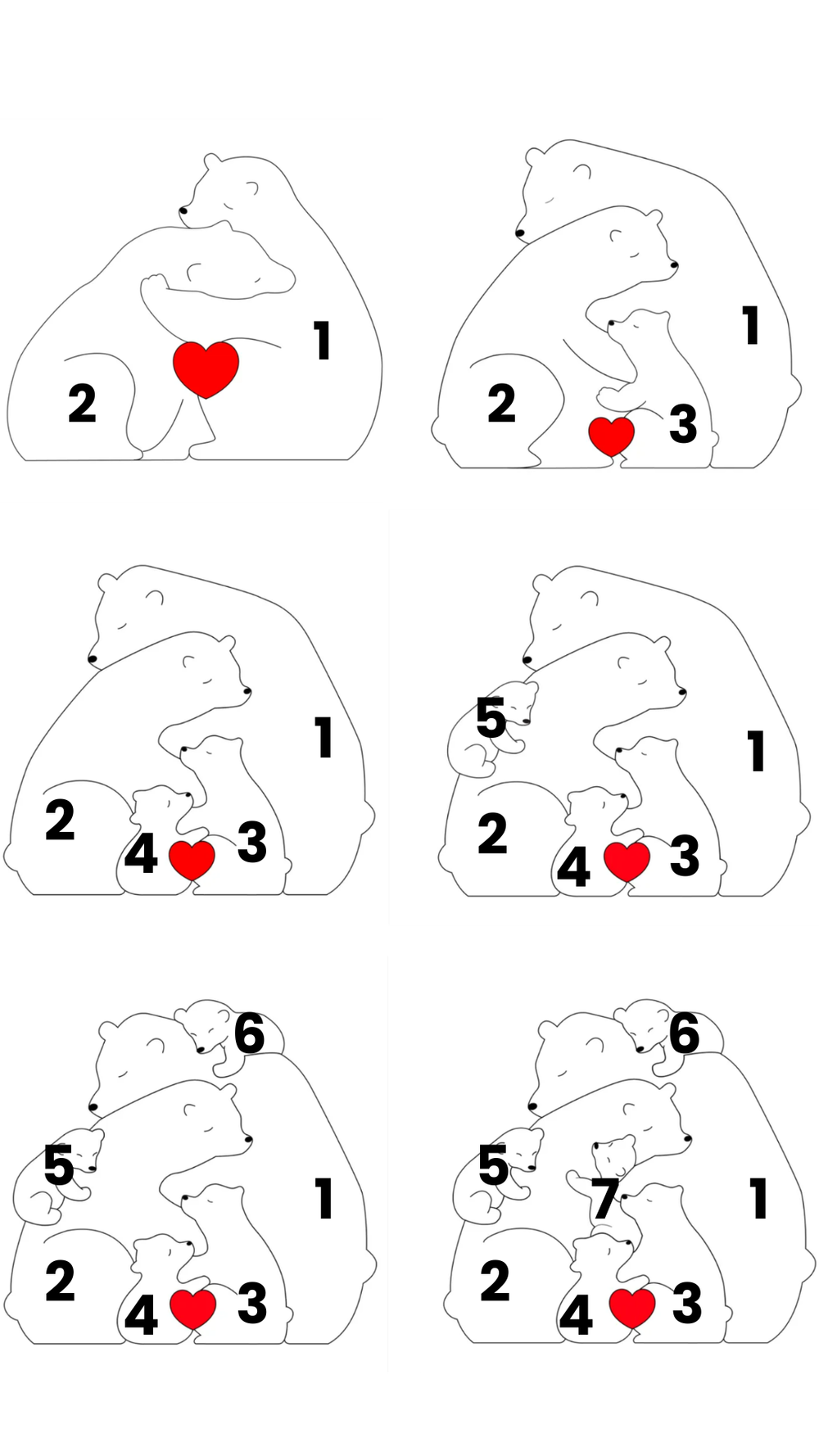 Gepersonaliseerde Familie Puzzel – Houten Beren met Naam (Cadeau)
