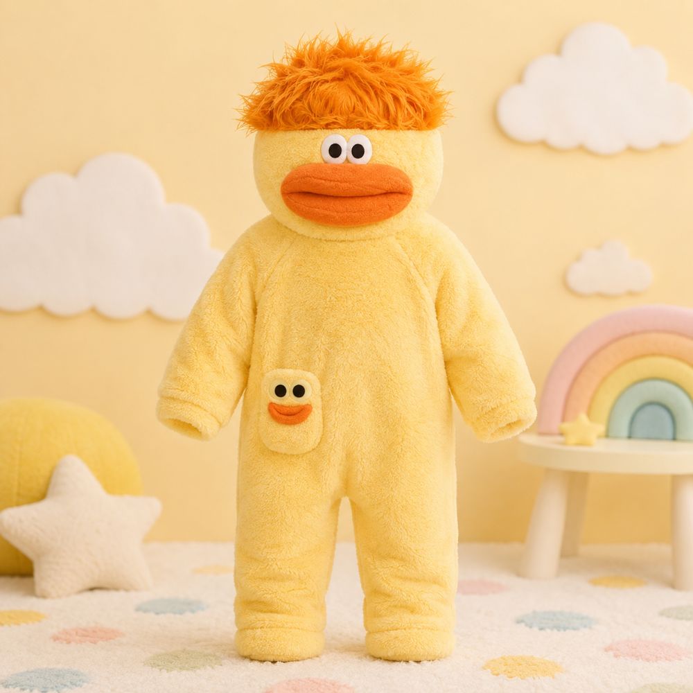 Kinder-onesie met monsterdesign en capuchon – zachte stof, ruime pasvorm | verkleedpak