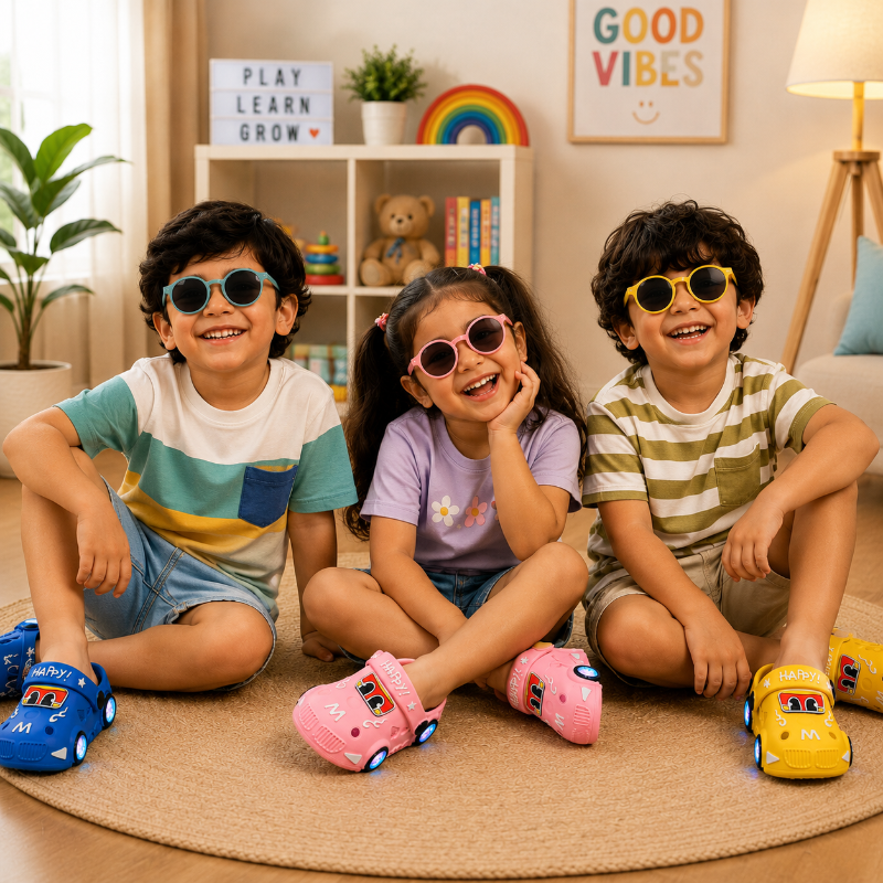 LED Oplichtende Kinderschoenen – Auto-design Slippers met Licht bij Elke Stap