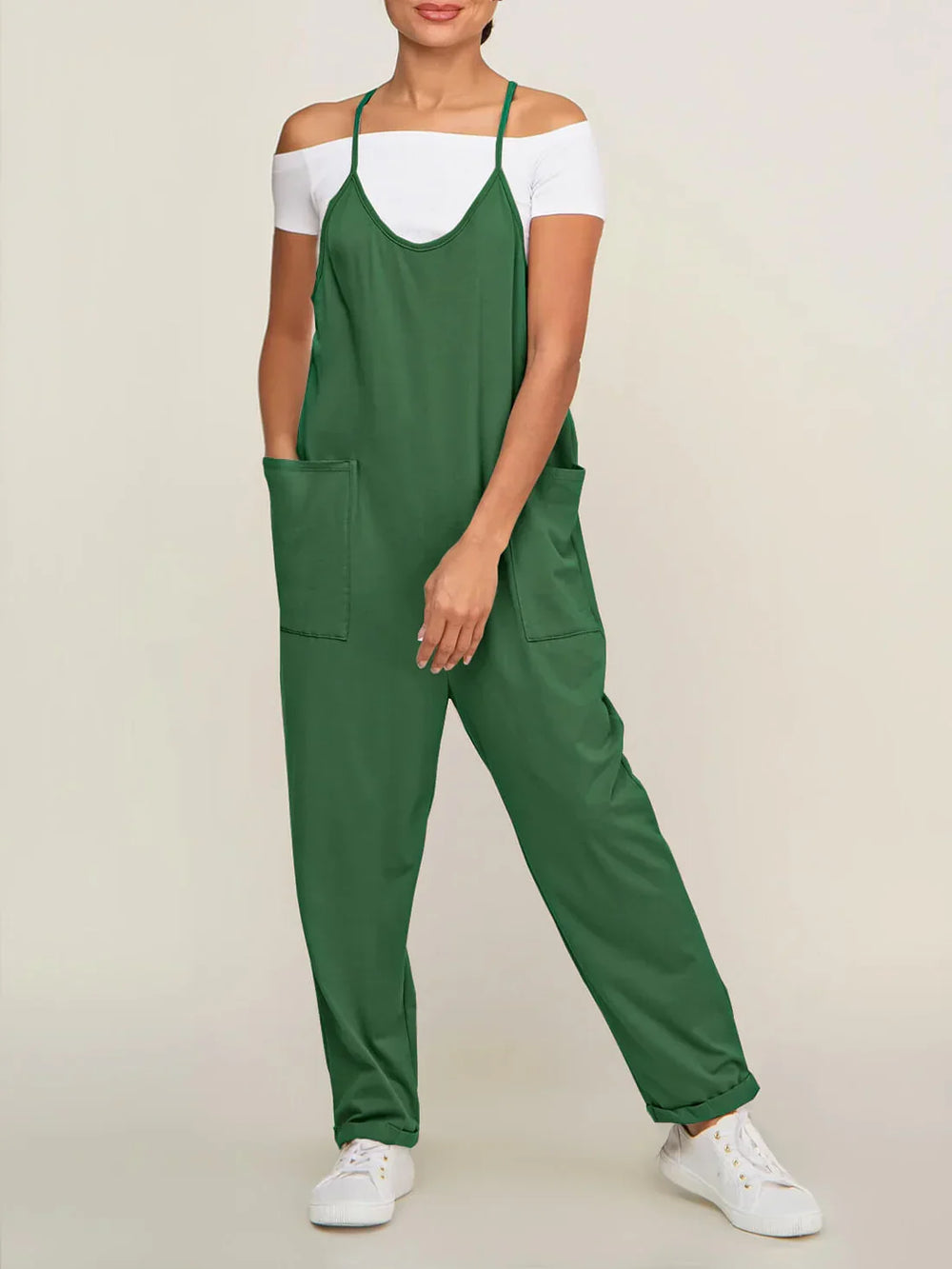 Zwangerschapsjumpsuit met grote zakken – loose fit, rekbare katoenmix | positiekleding