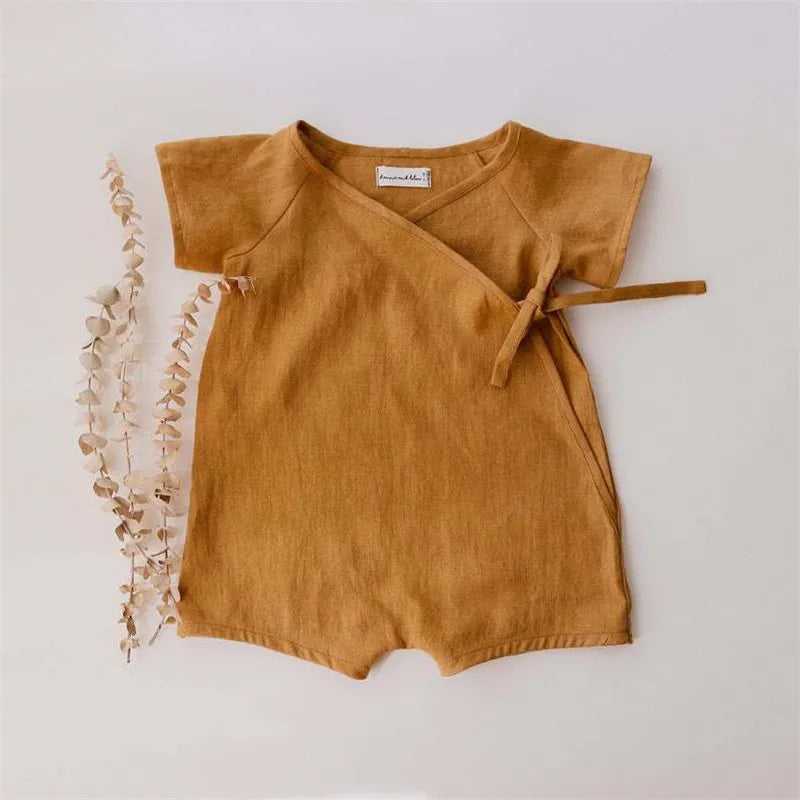 Baby romper linnen zomer – ademende romper baby unisex