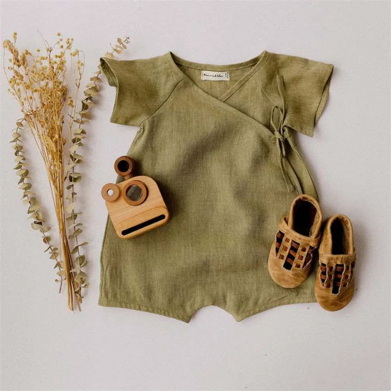 Baby romper linnen zomer – ademende romper baby unisex