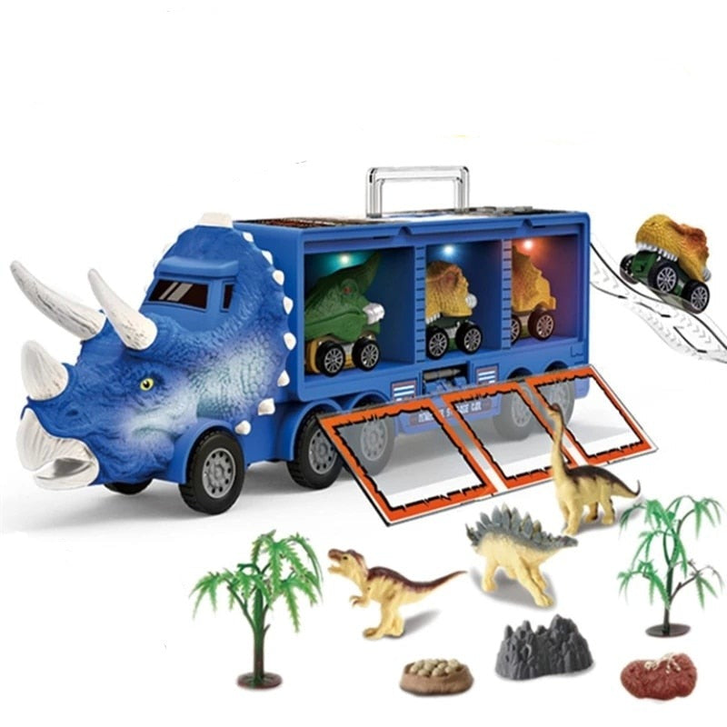 DinoHaul Transporttruck voor Kinderen – Interactieve Speelset met Licht, Geluid en Mini Dino’s