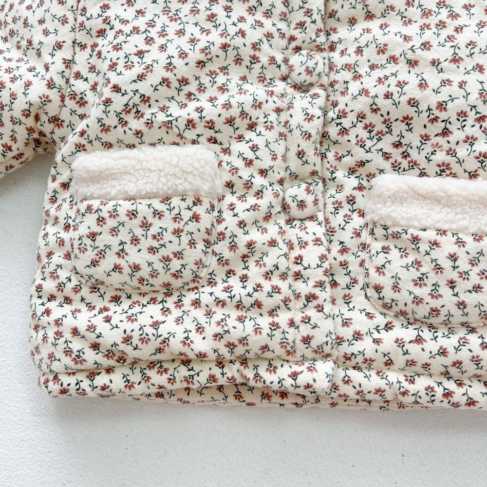 FloralFleece Meisjes Winterjas met Kanten Kraag | Warme Babyjas 6m–3jr | Gebloemde Teddyjas voor Meisjes