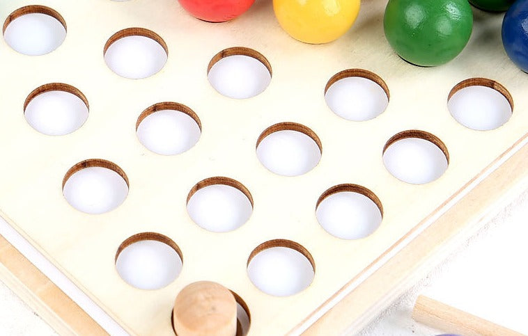 Mindello RainbowLink Sorteerset – Educatief Houten Kralenspel voor Kinderen 3+, Motoriek & Kleuren Leren